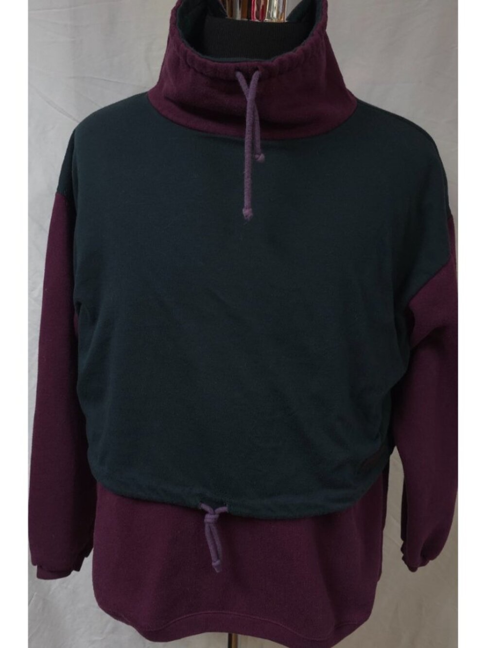 Fluid Loose Womens XL Green Purple Pullover High Neck Heavyweight Sweatshirt